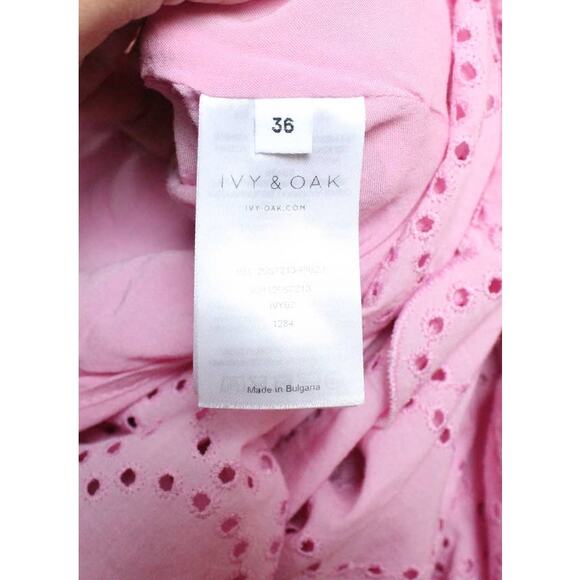 Ivy & Oak Pastel Pink Broderie Anglaise Eyelet Scallop Bell Sleeve Midi Dress 36 - Picture 9 of 9